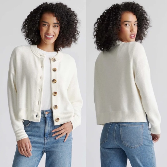 Quince Sweaters - NWT Quince Organic Cotton Cropped Cardigan Sweater
